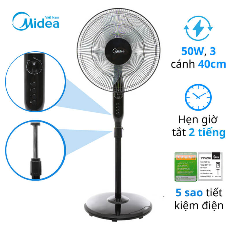 Quạt cây đứng Midea FS40-15Q 5 cánh