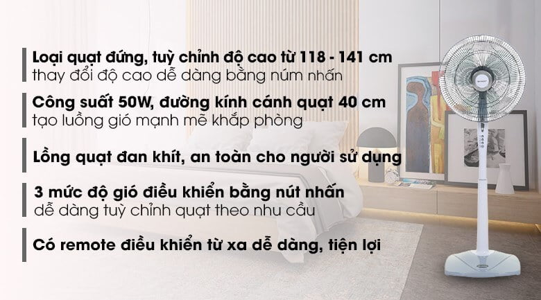 Đặc điểm của quạt cây đứng Sharp PJ-S40RV-LG Nhật bản